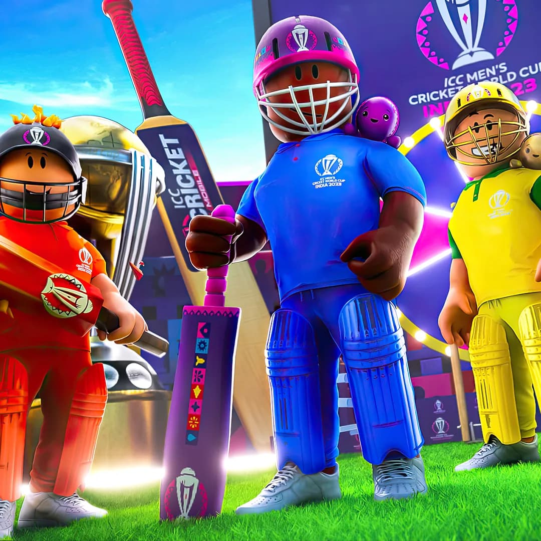 ICC Cricket World Cup Fan Zone on Roblox with collectible cricket gear and tournament integration